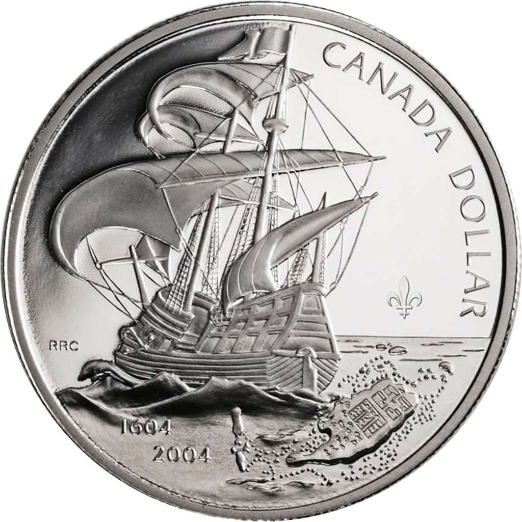 1604-2004 Canada $1 and France 1/4 Euro 2-Coin and 2-Stamp Set